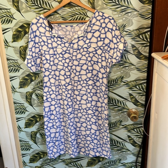 CC3 blue white pattern dress M&S collection 10 - Picture 4 of 4